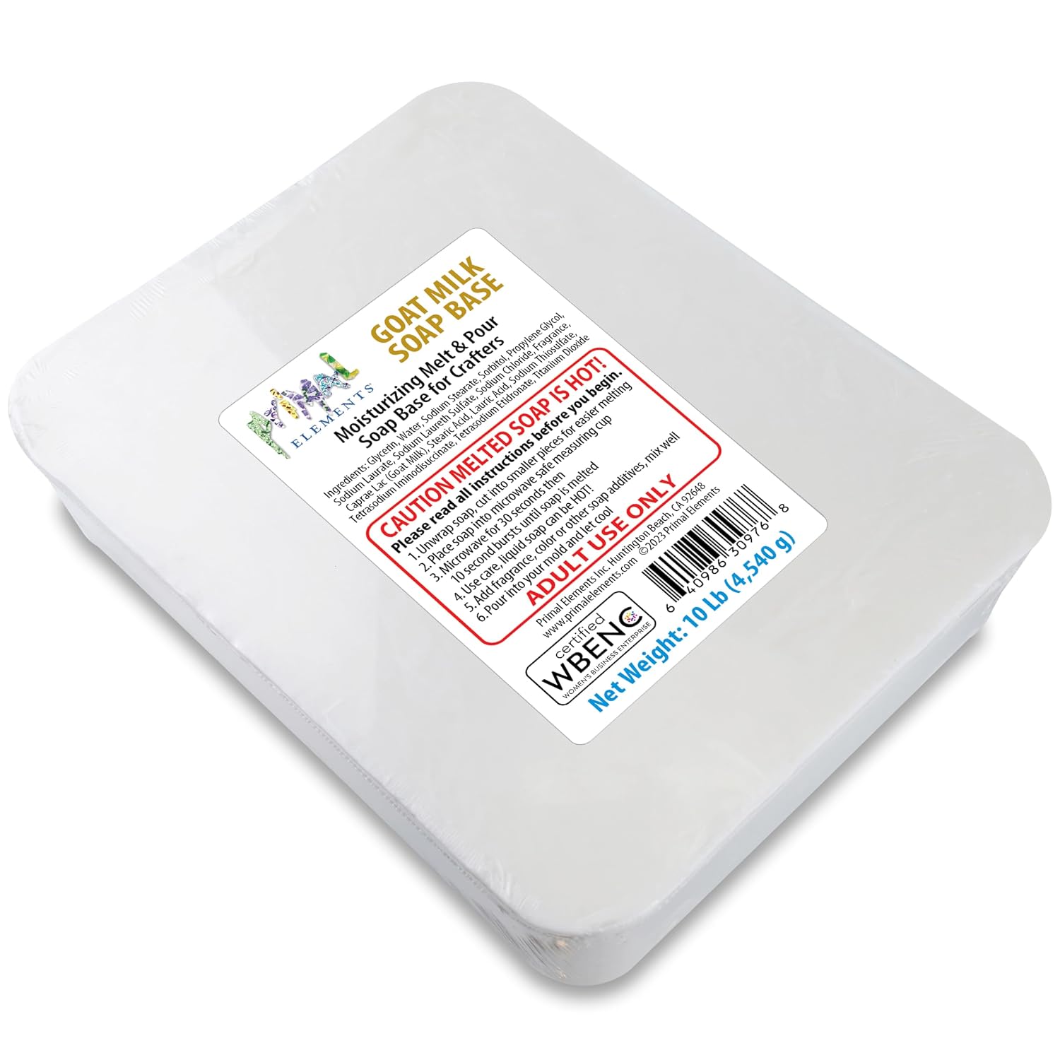 Goat Milk Soap Base - Moisturizing Melt and Pour Glycerin Soap Base for Crafting and Soap Making, Easy to Cut - 10 Pound