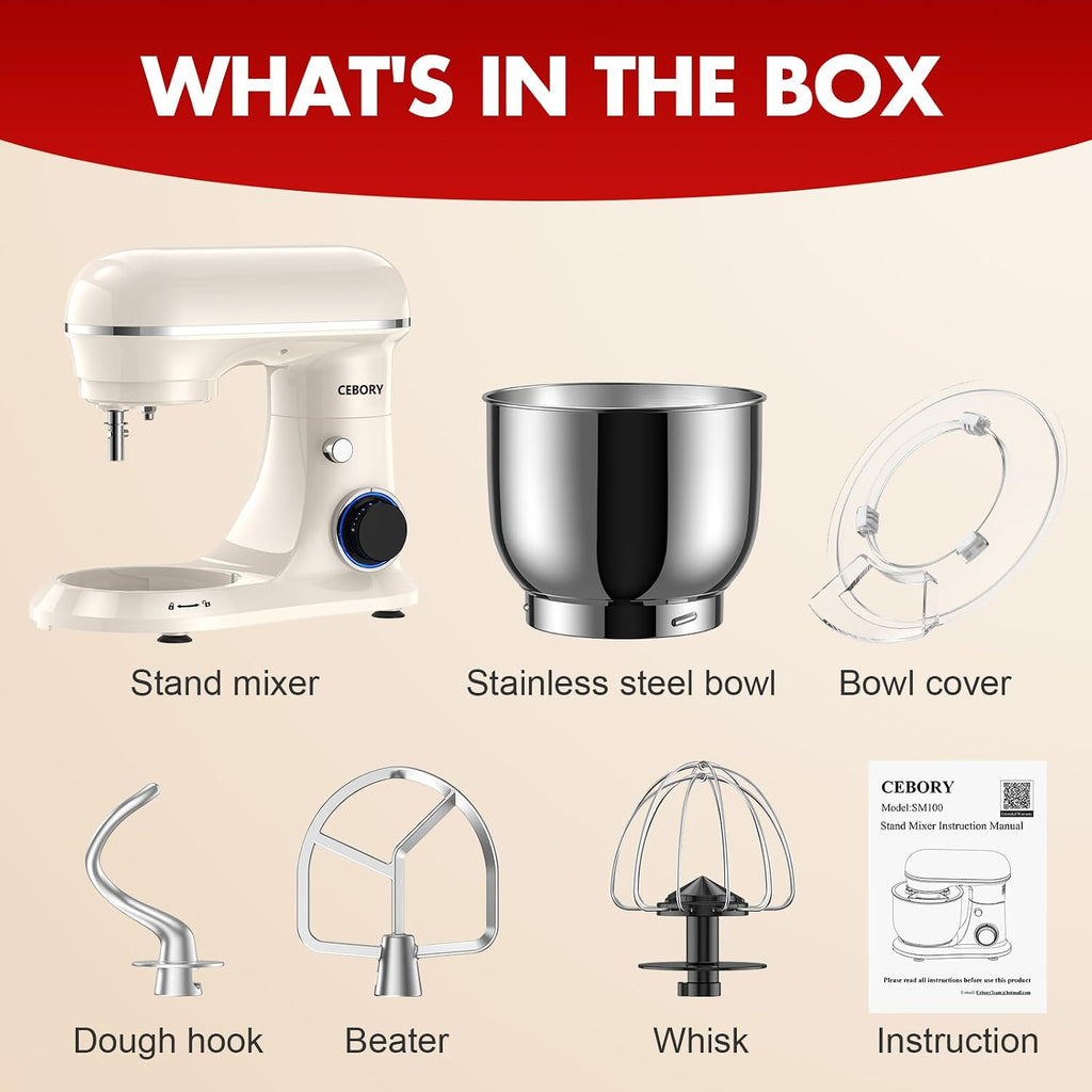 Stand Mixer, 4QT 10+P-Speed Electric Kitchen Mixer with Bowl