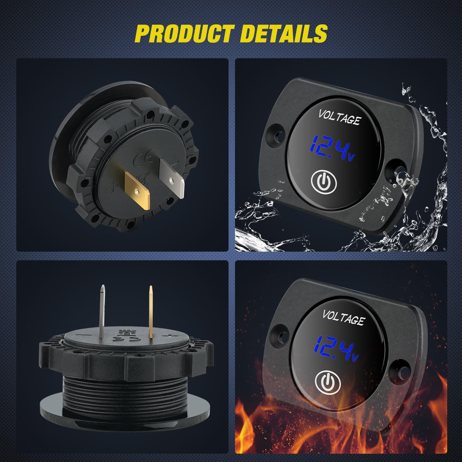 12V LED Display Voltmeter with Touch Switch Waterproof | Digital Voltage Gauge Panel Meter Battery Monitor Board