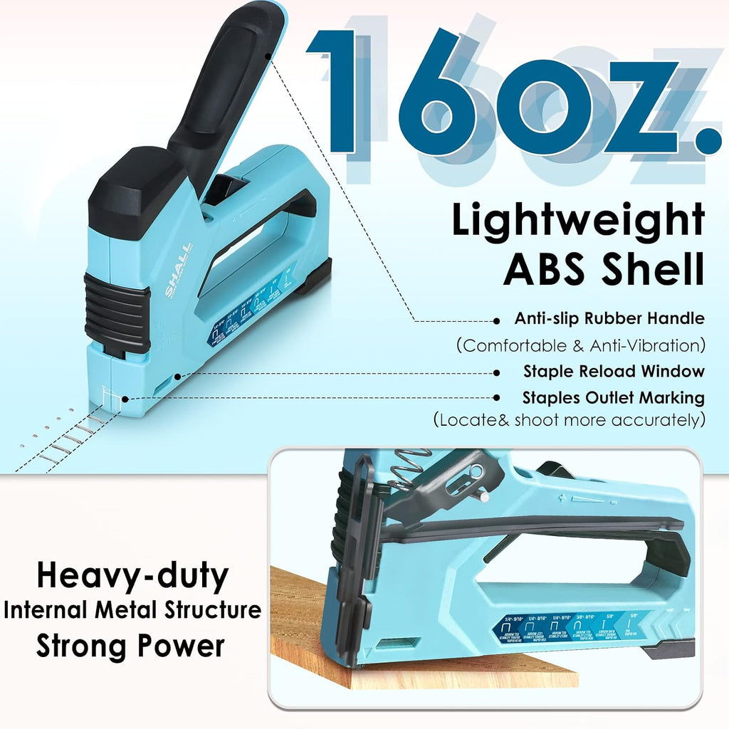 6-in-1 Staple Gun Heavy Duty - Upholstery Stapler Nail Gun with 4000 Counts Staples, Manual Brad Nailer with Staple