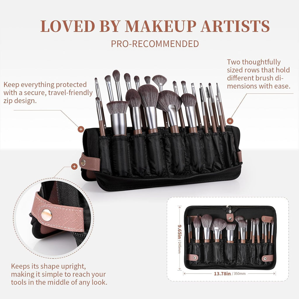 22Pcs Makeup Brush Set PRO Makeup Brushes Professional with Foldable Bag Premium Synthetic Kabuki Foundation Blending