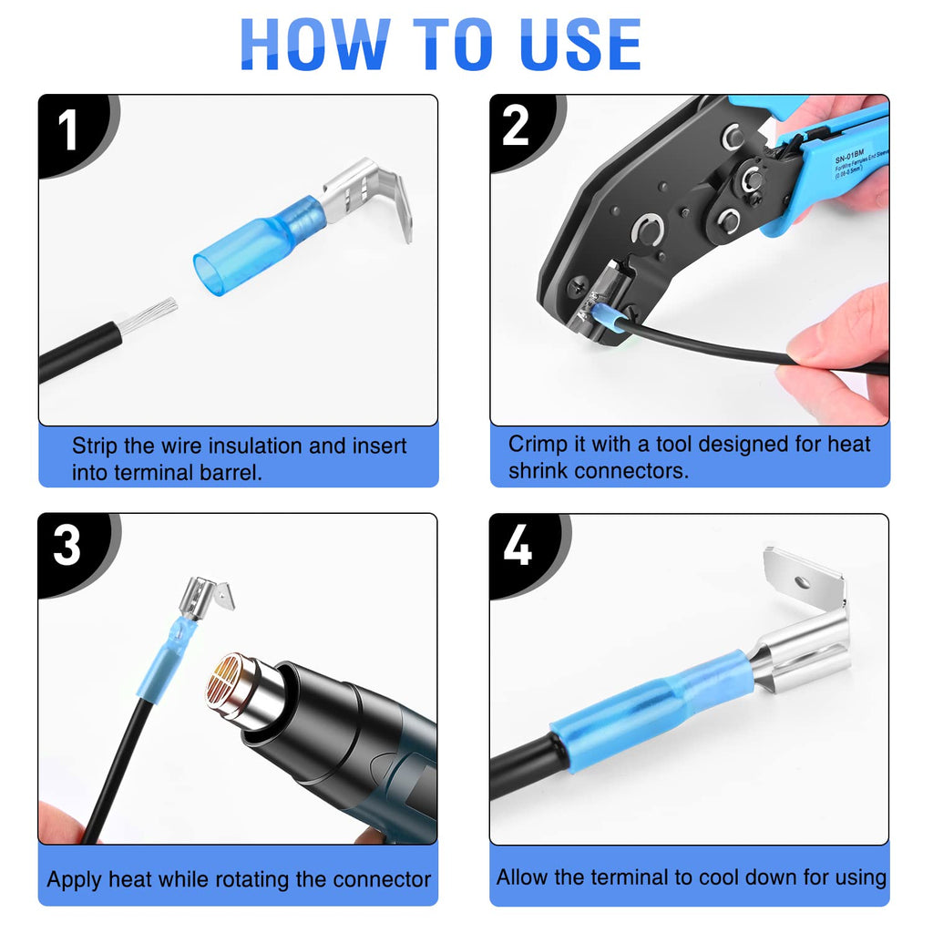 Nilight 140PCS Heat Shrink Piggy Back Spade Terminals Connectors