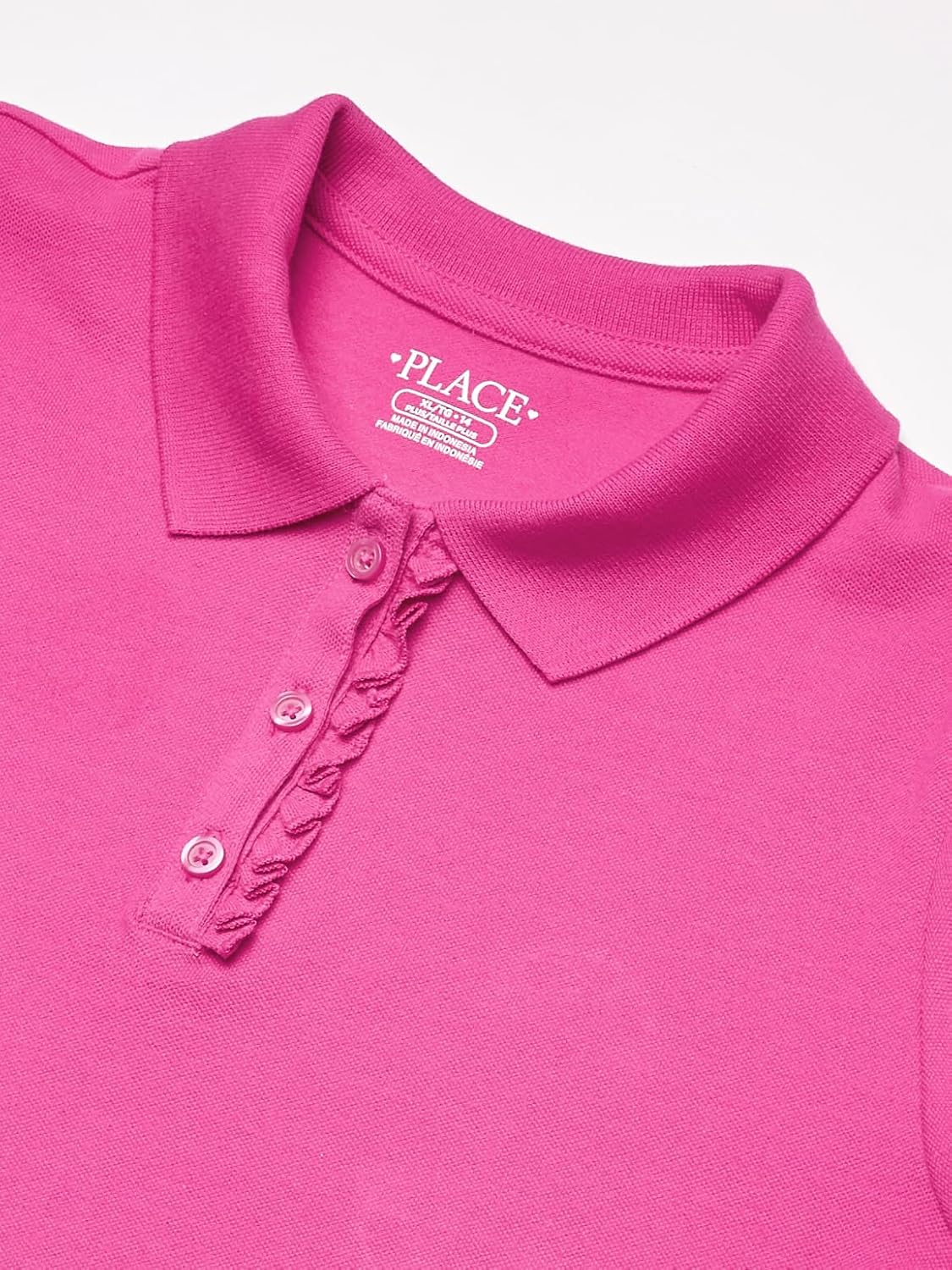 girls Uniform Ruffle Pique Polo Shirt, Aurora Pink, X-Large US