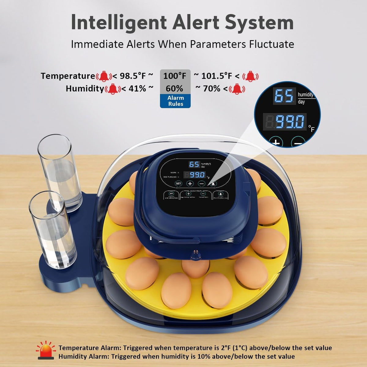 18-33 Egg Incubator for Hatching Eggs, Automatic Egg Turning, Egg Candler, Temperature/Humidity Control, Incubator