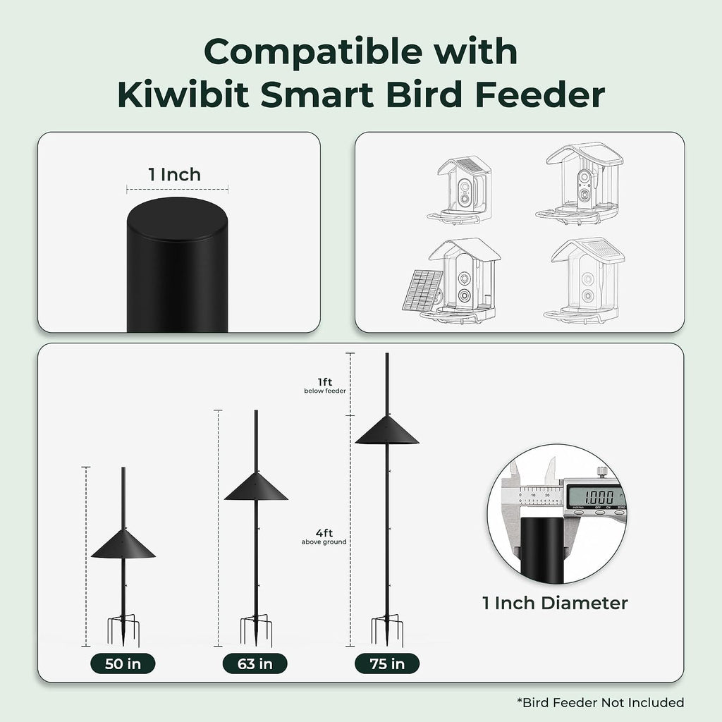 75 Inch Smart Bird Feeder Pole with Squirrel Proof Baffle