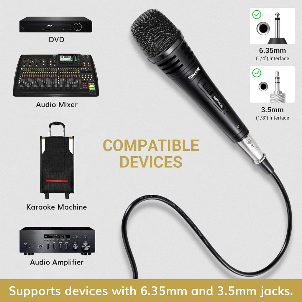 K1 Vocal Microphone for Singing, Dynamic Handheld Wired Karaoke Mic, Microfono with 5M XLR to 1/4" Cable, Compatible