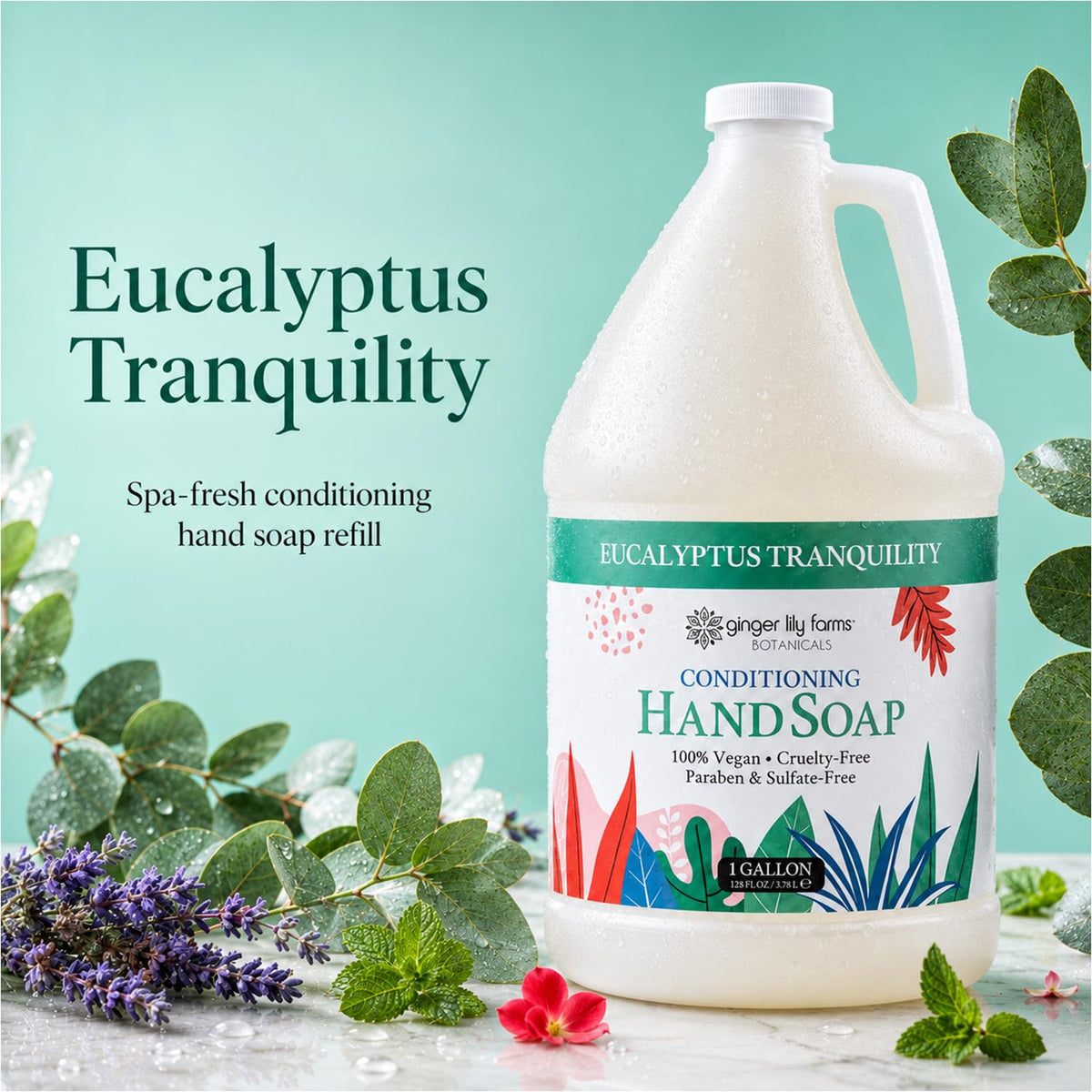 Botanicals Hand Soap, 128oz, Eucalyptus Tranquility