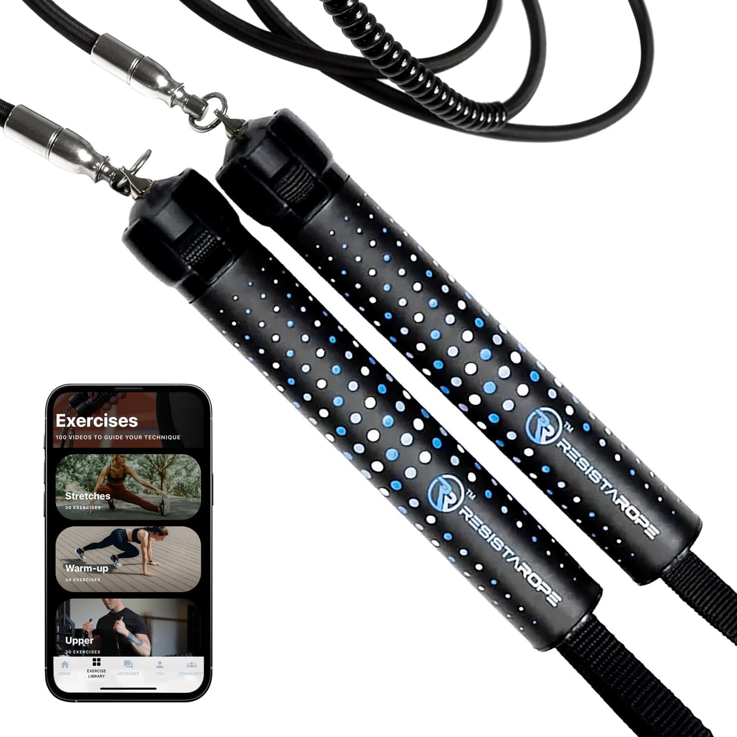 2-in-1 Jump Rope & Resistance Band — Quick-Convert Handles, 30 lbs Resistance, Ball Bearing Speed Rope | Compact
