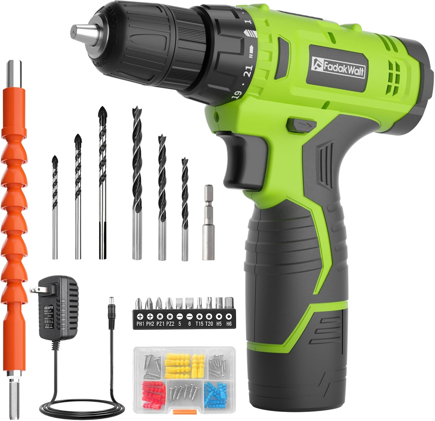 Cordless Drill Set,12V Power Drill Set with Battery and Charger, Electric Driver/Drill Bits, 3/8'' Keyless Chuck,21+1