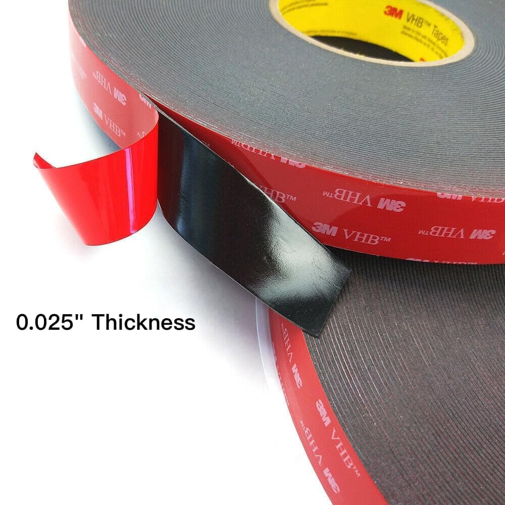 3M 5925 Mounting Tape, 2 Pack 0.5 in Black Foam Adhesive
