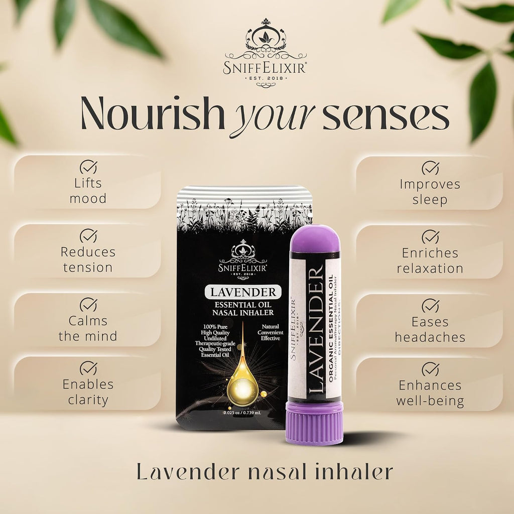 Lavender Essential Oil Aromatherapy Nasal Stick Vapor Inhaler for Sleep Aid, Meditation, Relaxation - USA Made with