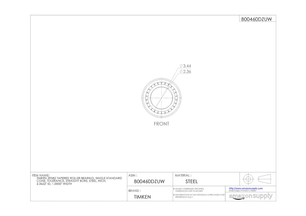 Timken Tapered Roller Bearing Cone - 29582