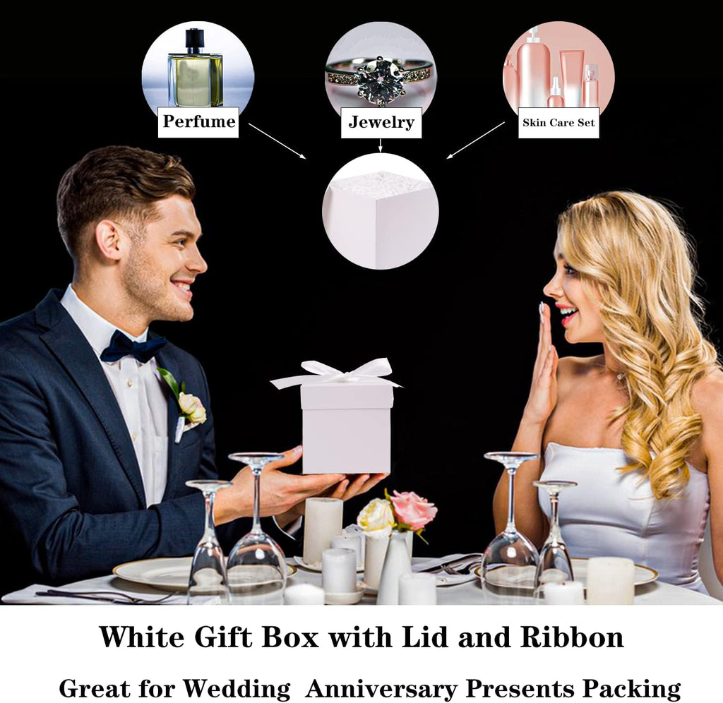 12Pack Small Gift Boxes with Lids, White Gift Boxes with Ribbon for Birthday, Present Packing, Party Favor, Candle