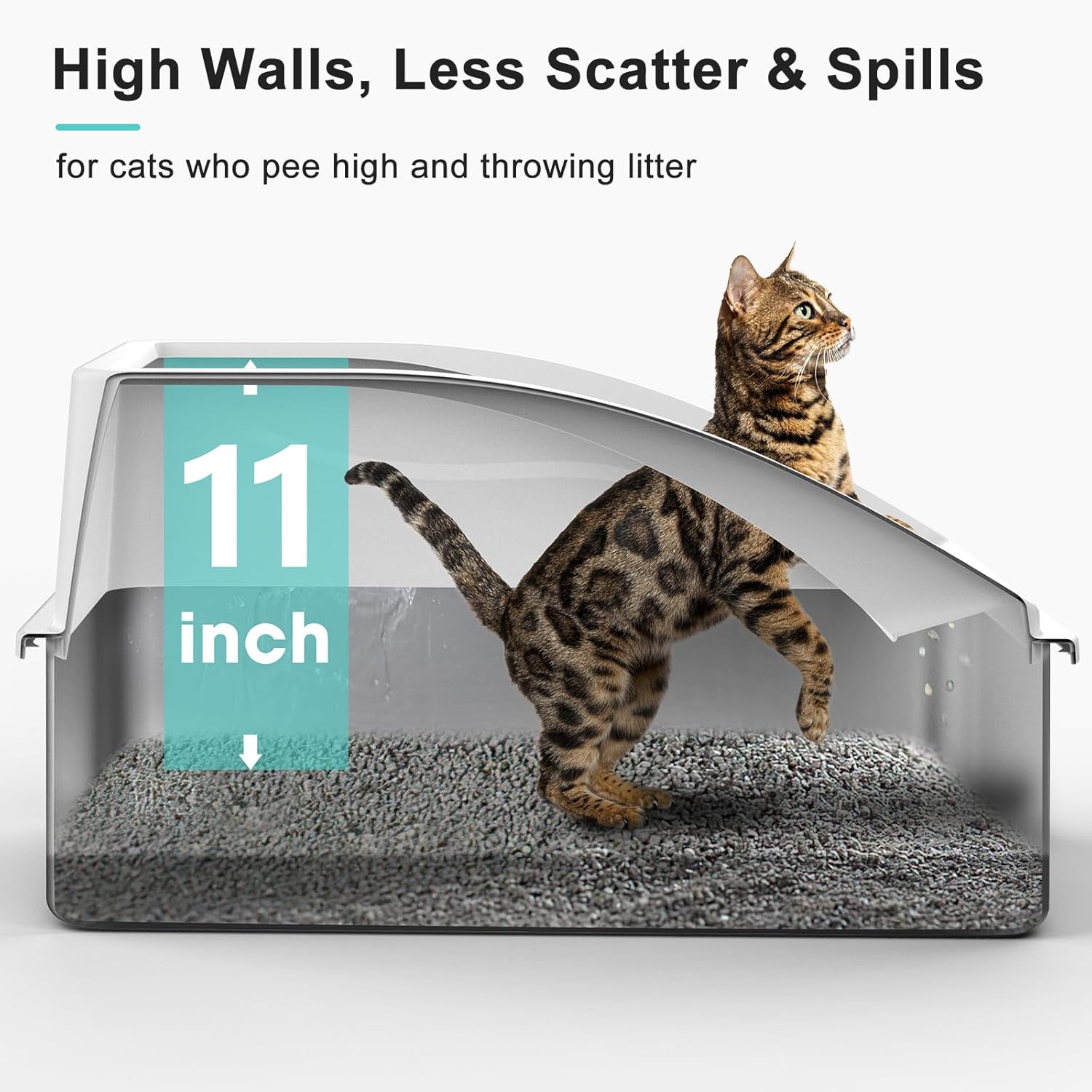 Stainless Steel Litter Box | XL Enclosed Cat Litter Boxes with Lid for Big Cats | High Sided, Anti-Urine Leakage |