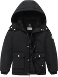 Boy's Winter Coat Waterproof Puffer Jacket| Warm Windbreak Parka | Thicken Fleece Lining Hooded Down Outerwear for Kids