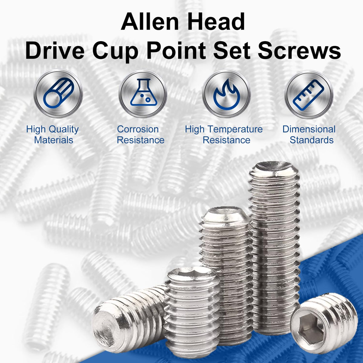 MroMax 50Pcs M3 x 4mm Flat Allen Head Set Screws, 304 Stainless Steel