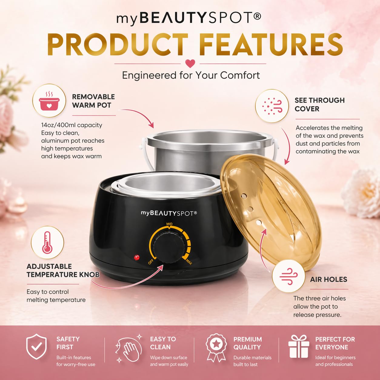 Wax Warmer for Hair Removal Kit – Wax Machine Kit for Women – At Home Hair Removal Wax Kit – Full Body Bikini