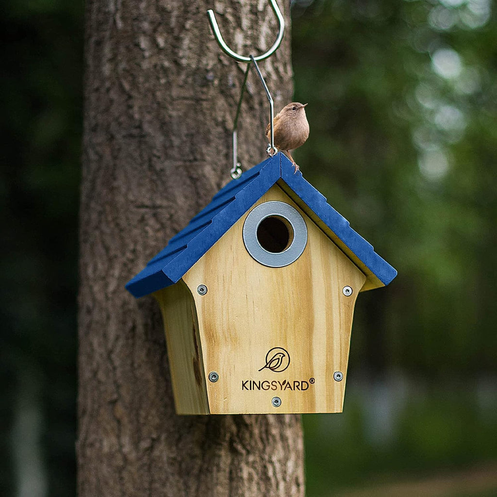 Cedar Hanging Bird House with Metal Predator Guard for Wren