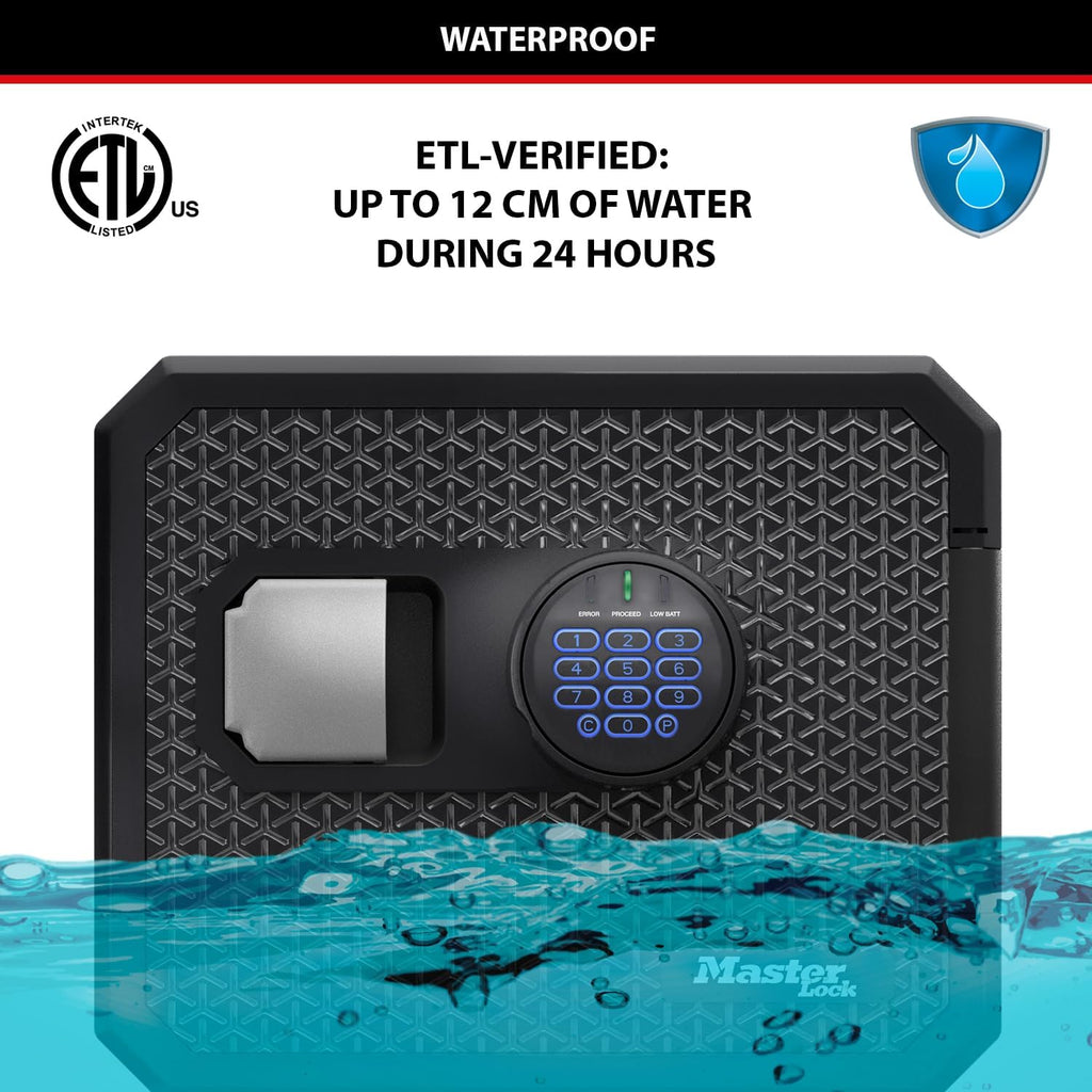 Certified Fireproof and Waterproof Safe, 23L, 417 x 348 x 478 mm, Digital Combination with Backlit Keypad