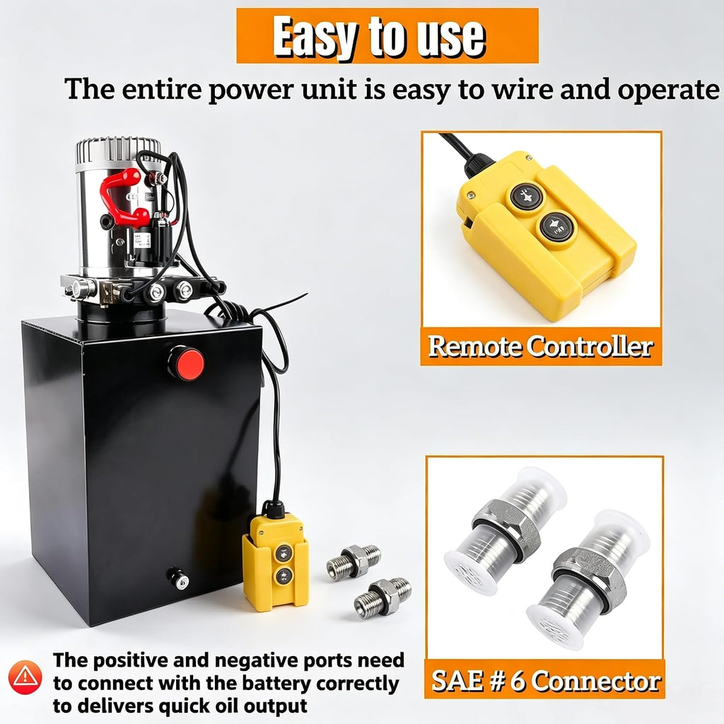 20 Quart Double Acting Hydraulic Power Unit 12V 3200 PSI