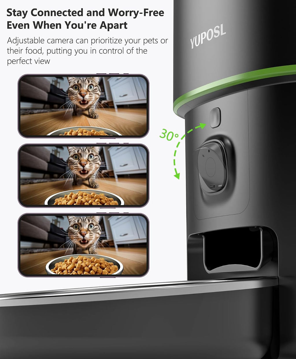 Automatic Cat Feeder with Camera - 5G WiFi Auto Cat Food Dispenser, 1080P HD Video with Night Vision, 1-15 Meals