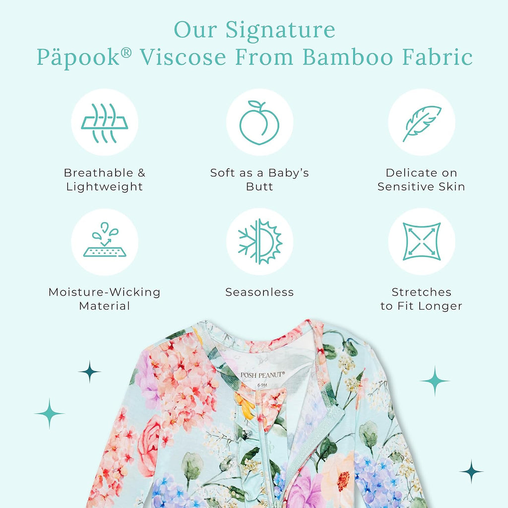 Posh Peanut Footie Pajamas for Baby Girls, Soft Viscose from Bamboo