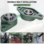 2 Pack UCFL207-22 Pillow Block Bearing – Flange 2 Bolt Mounted Pillow Block Bearings – Bearing Steel Bearings with 1-3/8" Bore - Self-aligning Bearings with Solid Cast Iron Base