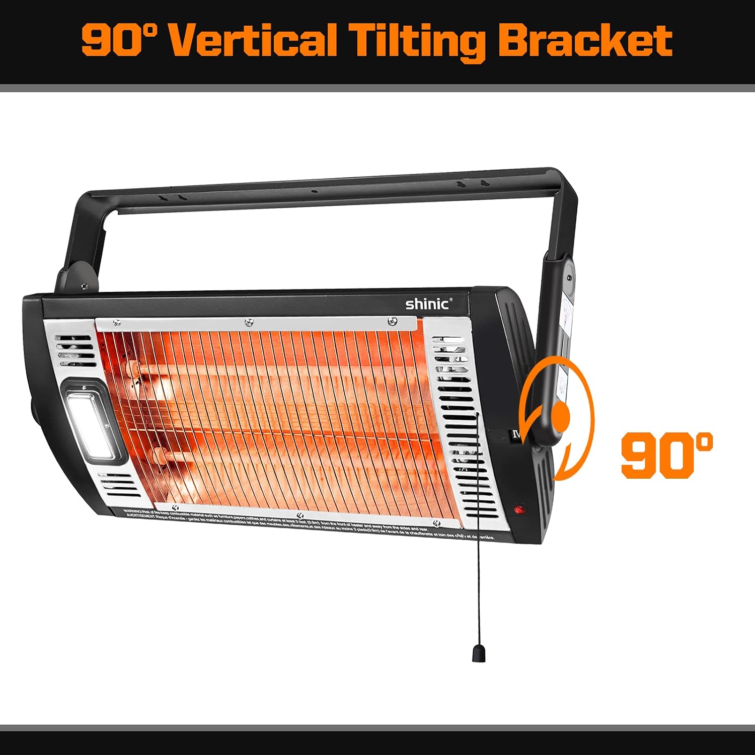 2 Packs Electric Garage Heaters, 1500W/750W Ceiling Mounted Heater Radiant Heaters with Halogen Light, 90 Degree
