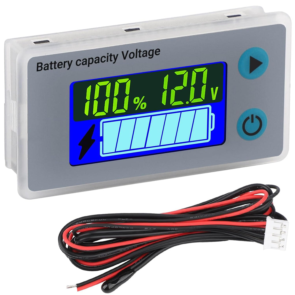 RV Battery Monitor 12V - Golf Cart Battery Meter 10-100V, Digital Voltmeter Temperature Gauge for Car Marine DIY Project