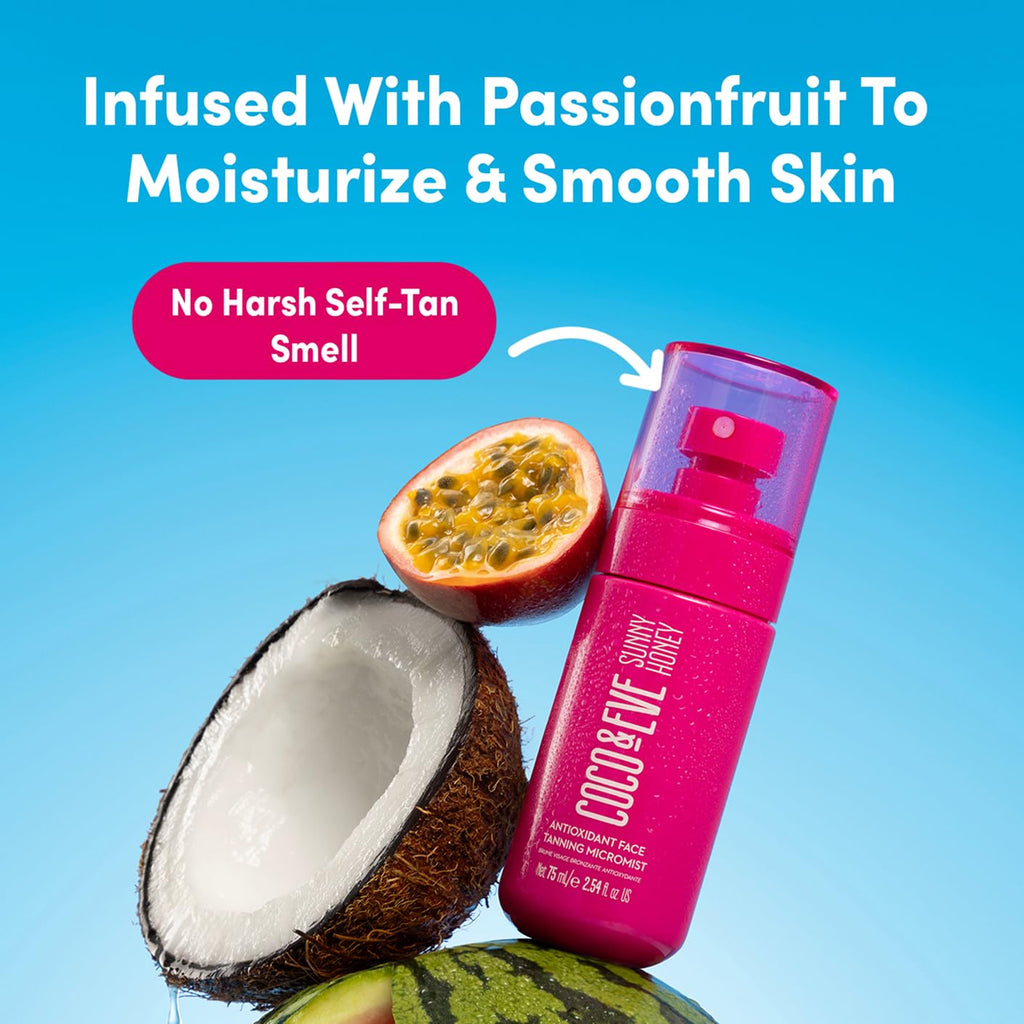 Face Tanning Micromist – Sunless Facial Self Tanner Ultra Fine Mist for Face, Included Hyaluronic Acid &