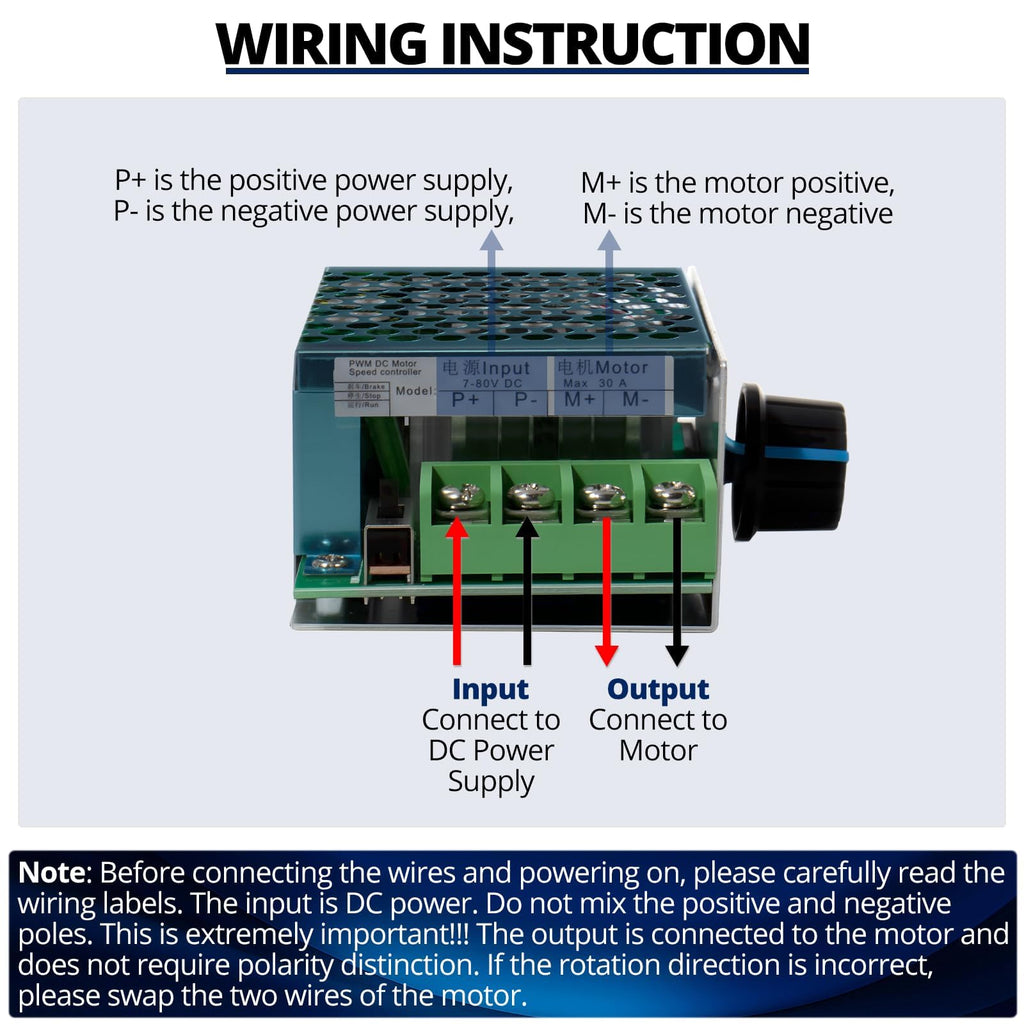 MAKERELE 7-70V 30A PWM DC Motor Speed Controller, 1PC, Adjustable 12V-48V