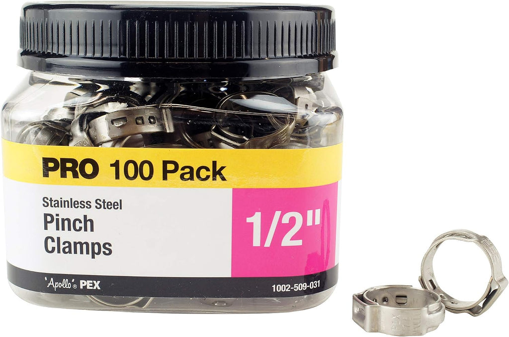 ApolloPEX 1/2" Stainless Steel PEX Barb Pinch Clamp (100-Pack)