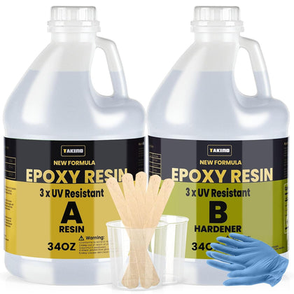 68OZ 3X UV Resistant Crystal Clear Epoxy Resin Kit, 1:1 High Gloss | Non-Yellowing Formula, Bubble-Free