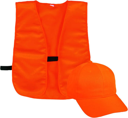 Youth Blaze Cap + Vest Set – Mid Crown Cap, Matching Vest | Blaze Orange Safety Set