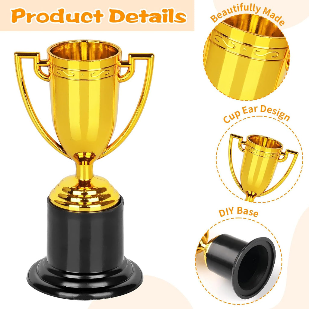 Mini Trophies, 24PCS Gold Trophy Award, Plastic Trophies 4 Inch Trophy Cups | Award Trophies for Party Favors, Props