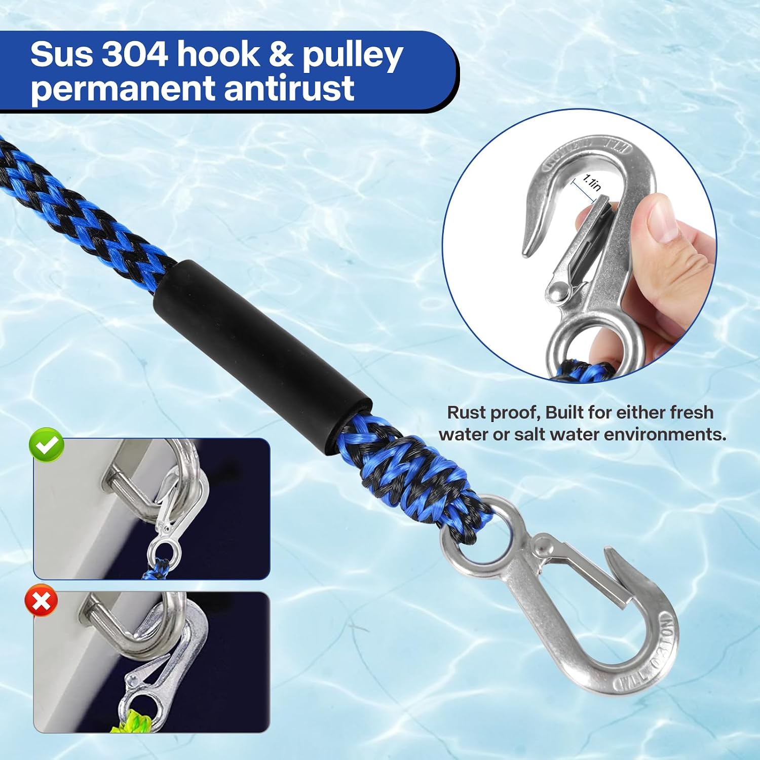 Heavy Duty Boat Tow Harness for Tubing, Water Sports Tow Rope for Boat Towables & Tubes, Self Centering Tow Harness