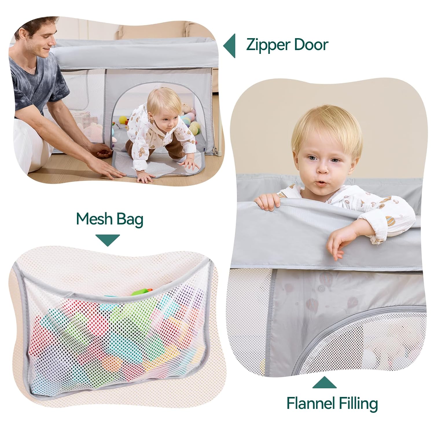 Foldable Baby Playpen, Snap-Play, 46" × 46" | No Assembly Required, Portable Playard for Babies and Toddlers, Indoor