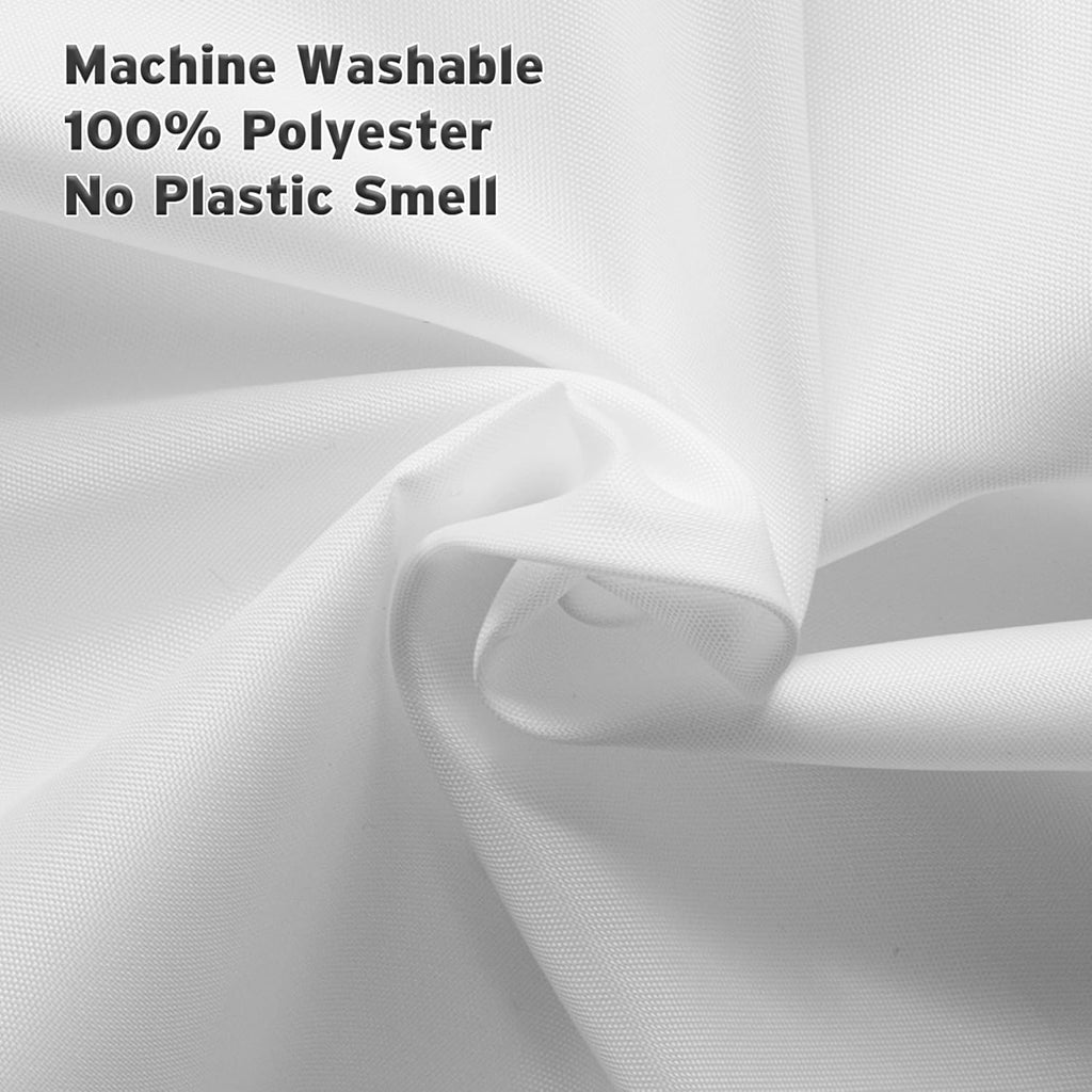 Waterproof Fabric Shower Curtain Liner Washable, Cloth Shower Liner with Magnets, White Shower Liner Soft Fabric