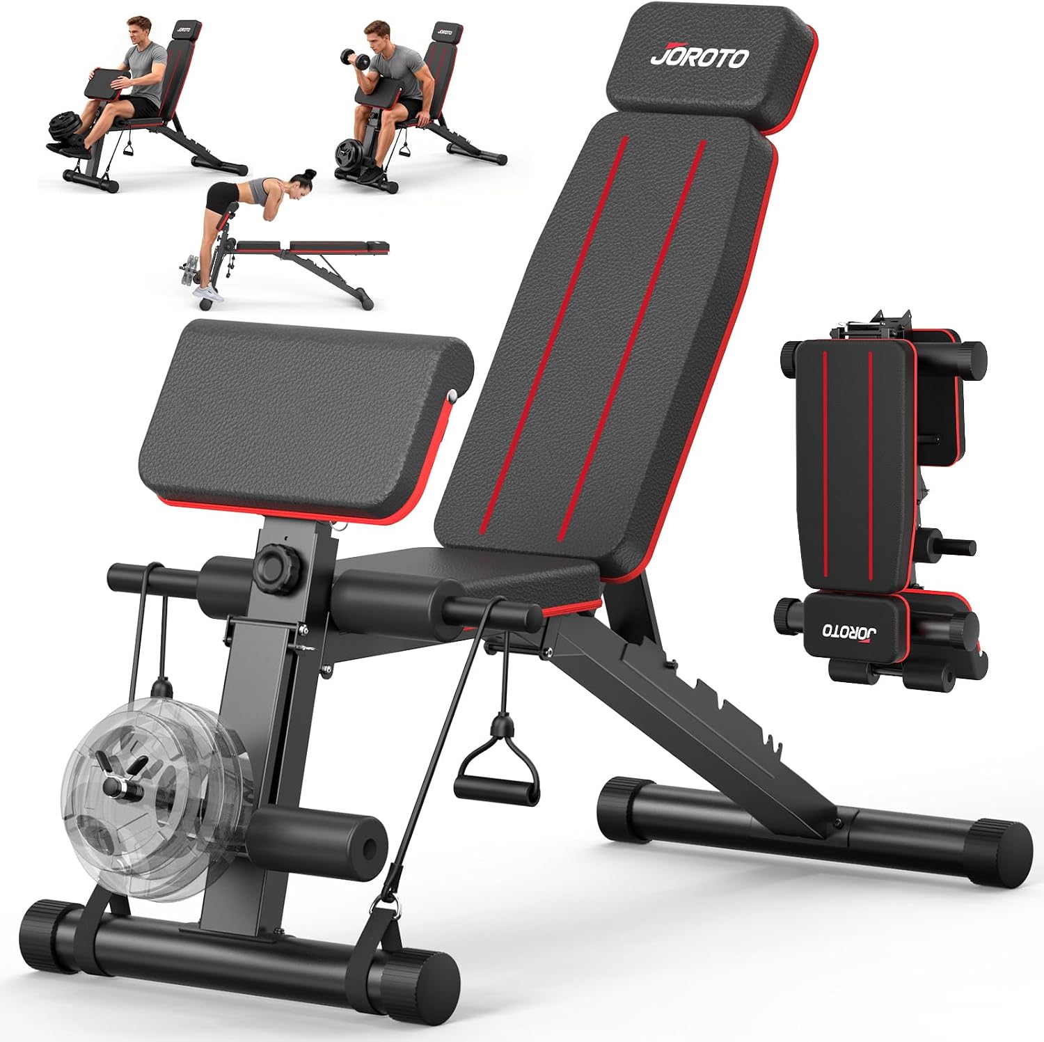 Adjustable Weight Bench for Home Gym, 1000 LBS Capacity, Foldable Incline Decline Flat Workout Bench with Leg