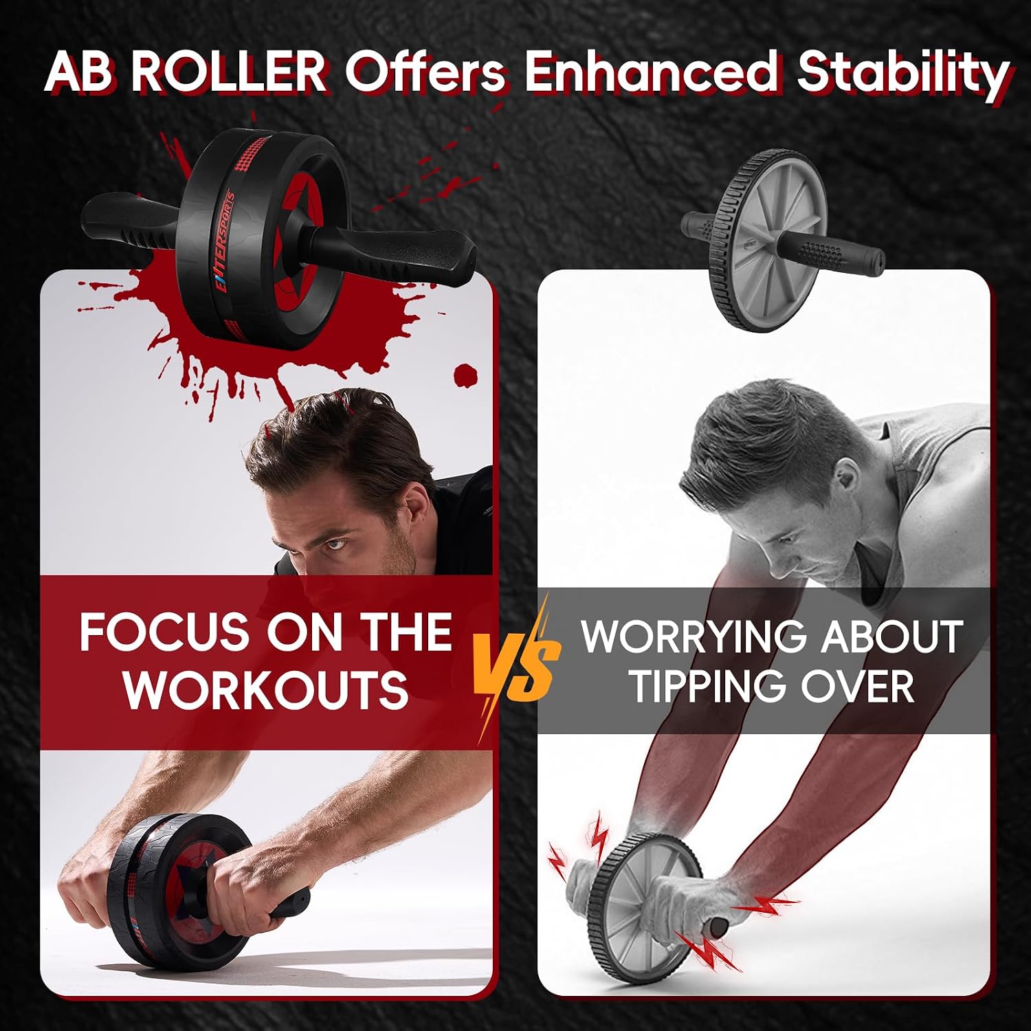 Ab Roller Wheel for Abs Workout - Abdominal Exercise Equipment with 2 Knee Pads for Home Gym, Core Strength Training