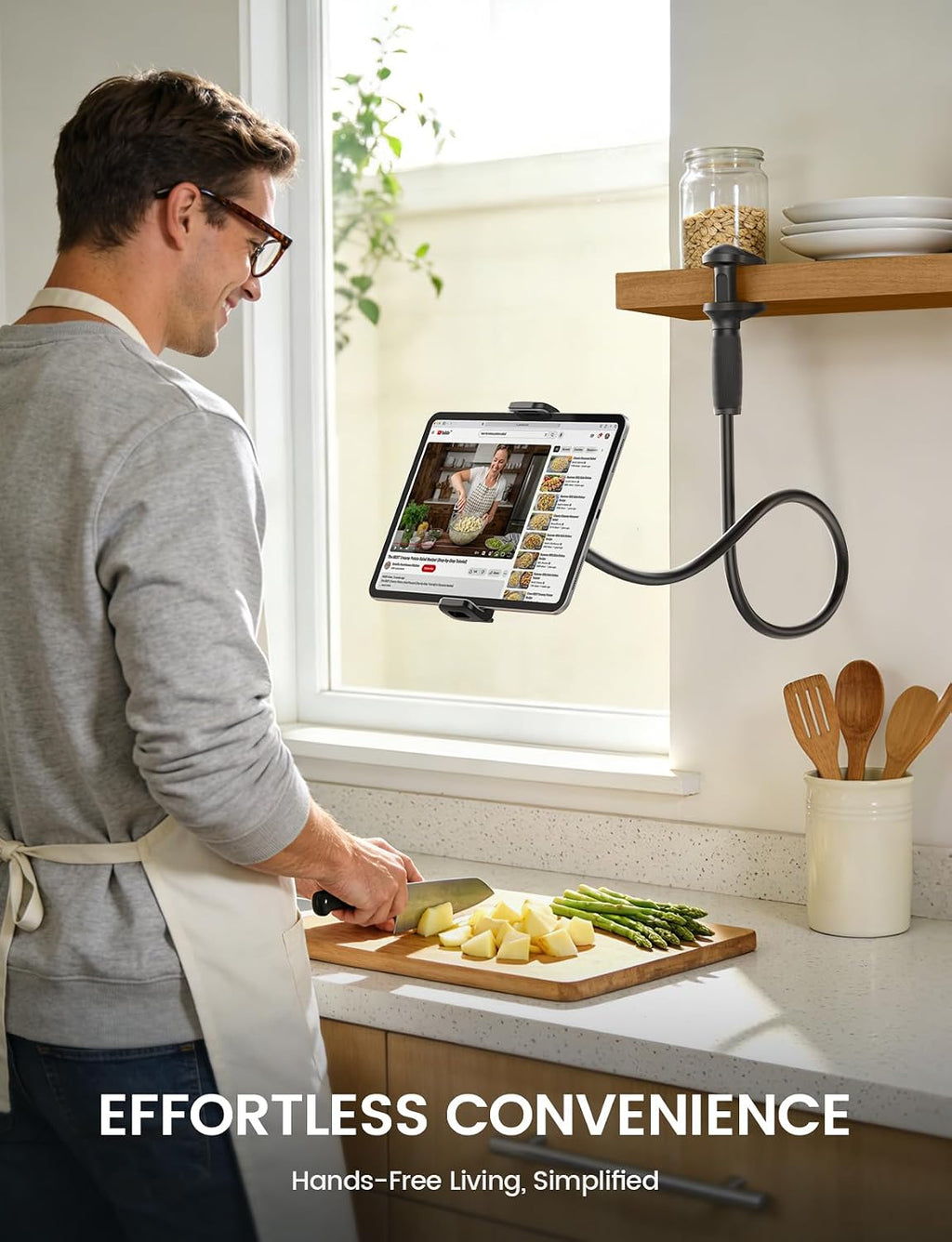 Gooseneck Tablet Holder for Bed, Unique Tapered Flexible Arm