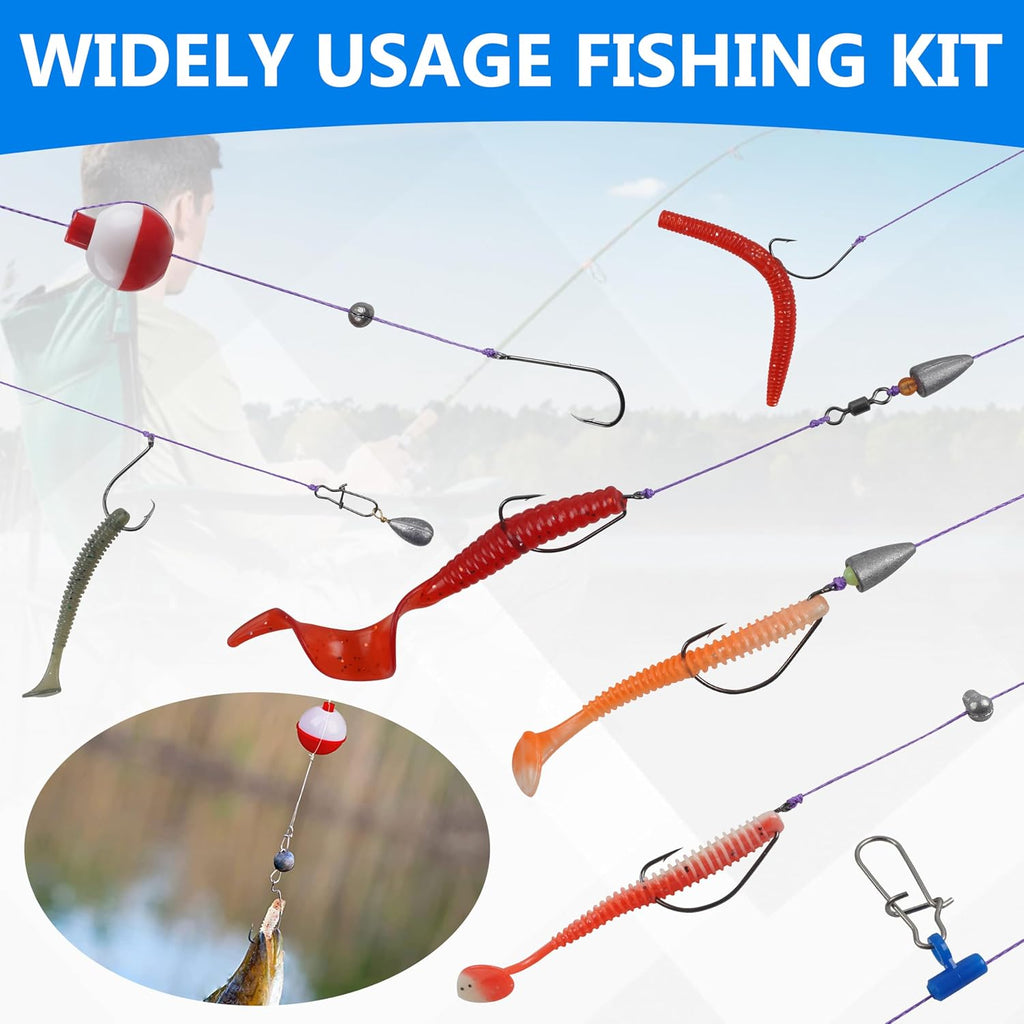 Fishing Hooks Bobbers Tackle Kit 214pcs Beginngers Equipment Include Baitholder Circle Fishing Hooks Bobber Floats