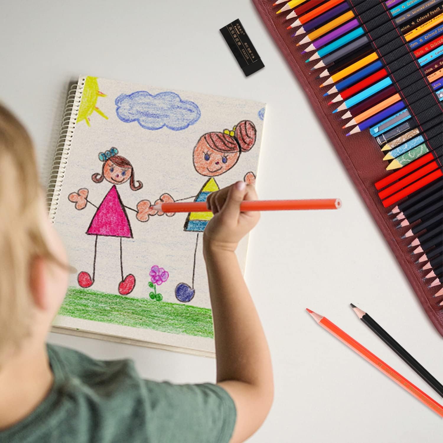 Sketching Drawing Art Pencil Kit-50 Piece Set with 24 Color Pencils for Coloring Books, 14 Graphite 3 Charcoal