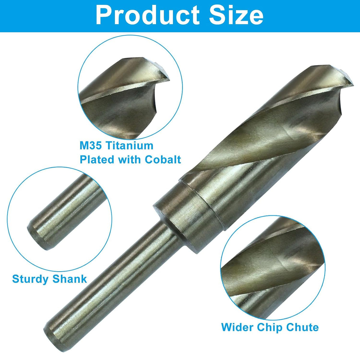 1 Inch Cobalt Drill Bit, M35 Reduced Shank