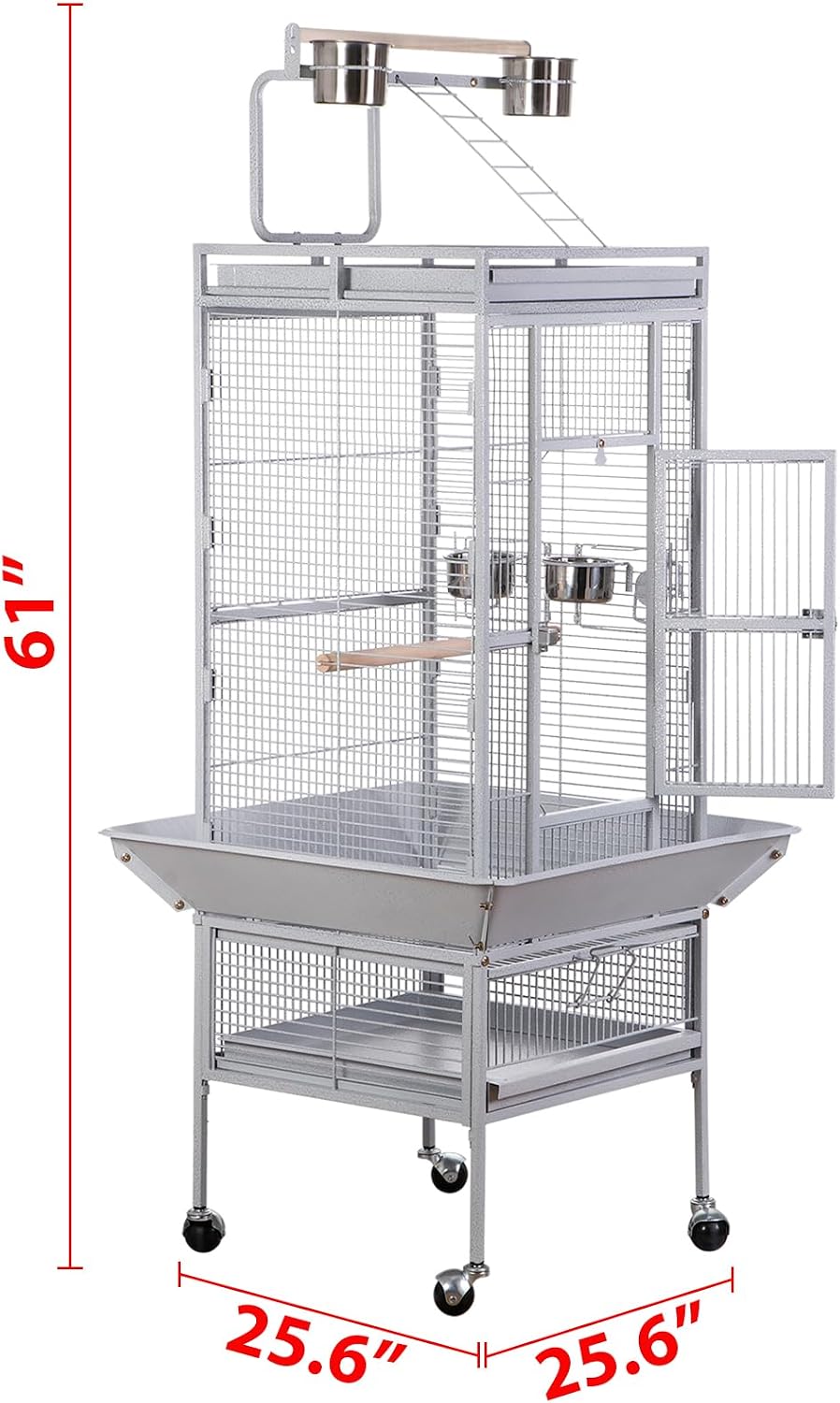 PRO 61-inch 2in1 Large Bird Cage with Rolling Stand Playtop Parrot Chinchilla Finch Cage Macaw Conure Cockatiel