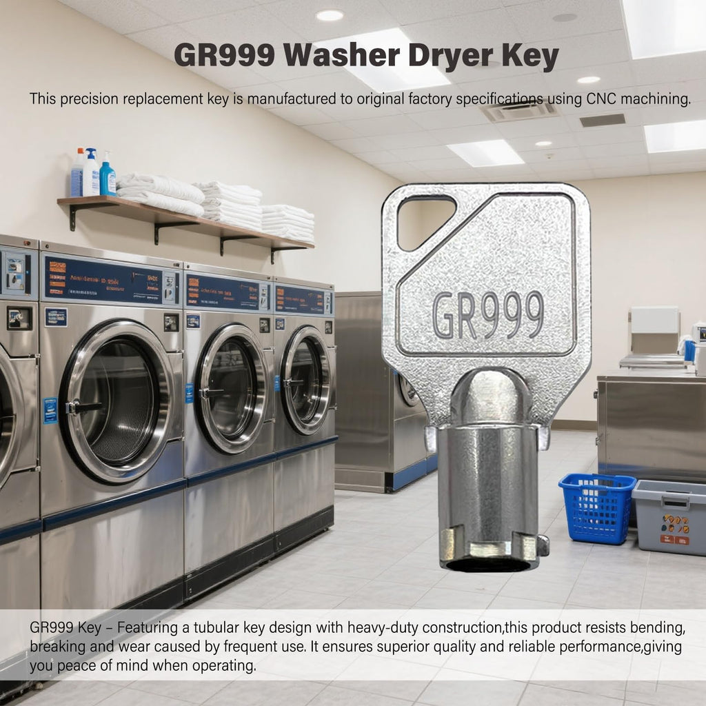 GR999 Service Key Replacement for Coin-Operated Laundry Equipment, Pack 2