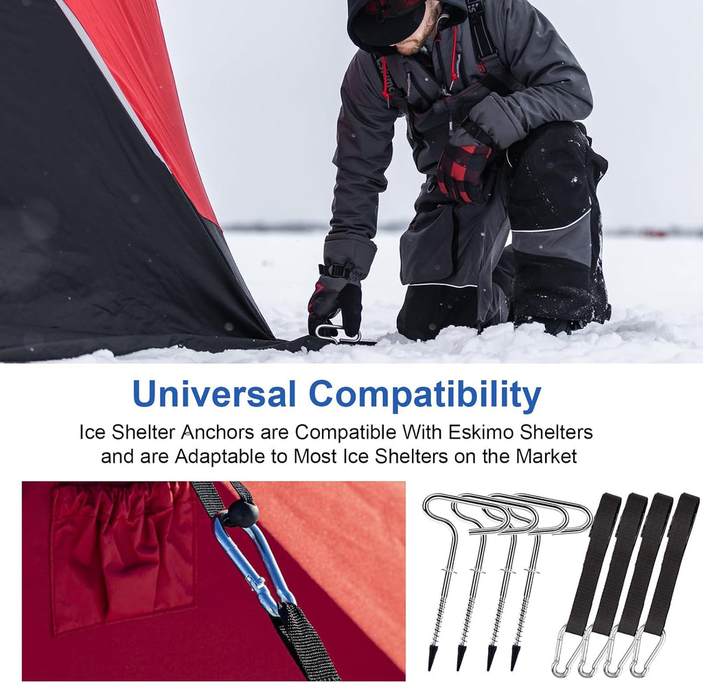 Deluxe Shelter Tie Down Kit 24260 Fit for Eskimo Ice Fishing Tent, Ice Shelter Anchors Tool Accessories for Setting