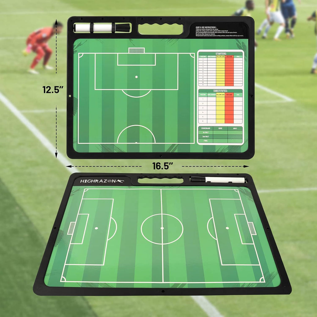 Dry Erase Soccer Clipboard for Coach, Premium Tactical Soccer Coaching Board, Portable Double Sides Full & Half Court