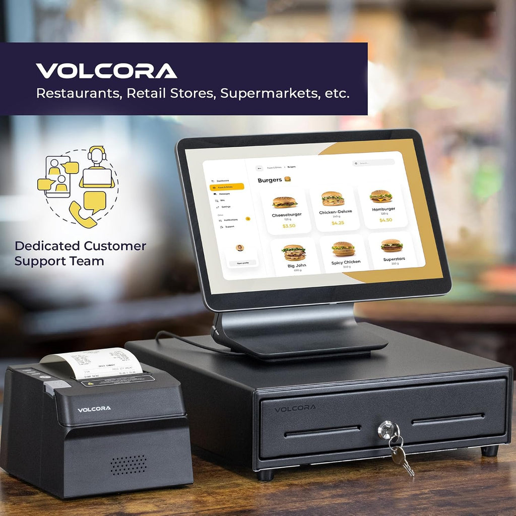 13" POS Cash Register Drawer, 4 Bill 6 Coin Tray, Removable Coin Compartment, 12-24V RJ11/RJ12 Key-Lock, Media Slot