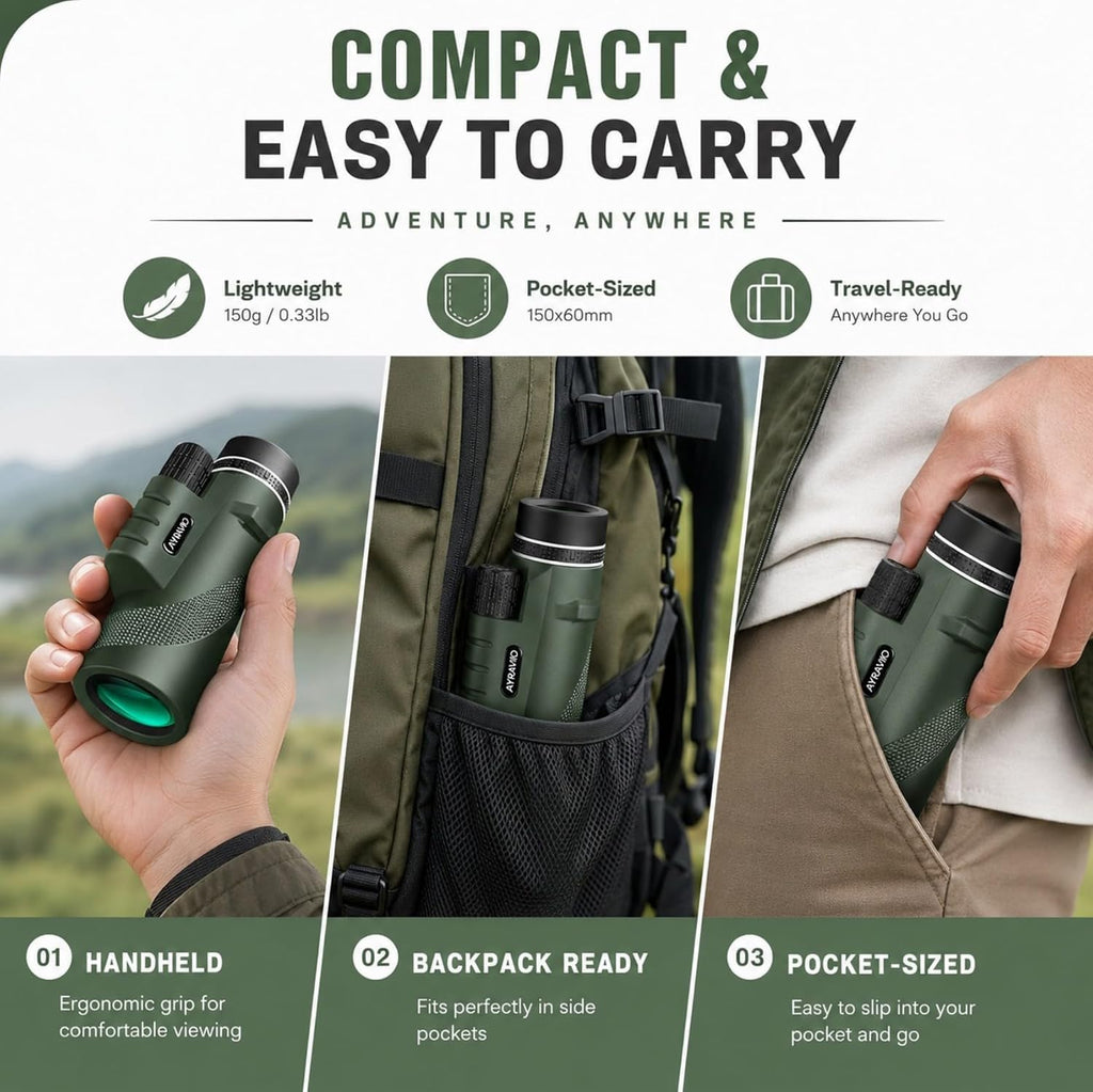Birthday Gifts for Men Dad Husband Teen, 10x42 Monocular for Outdoor/Hiking